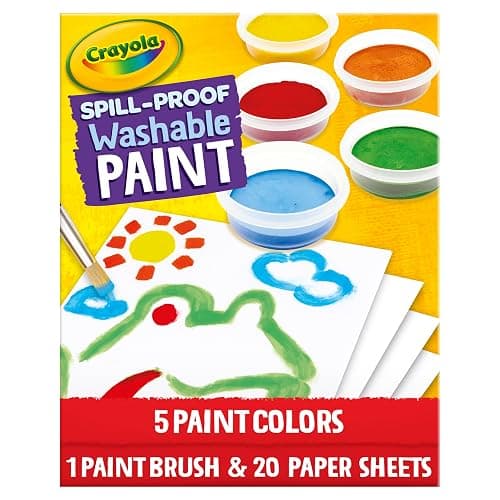 Crayola Spill Proof Paint Set - Washable Paint for Kids, Includes Paint Brush & Paper, No Drip, Less Mess Arts & Crafts, Toddler Gift, Ages 3+ thumbnail 10