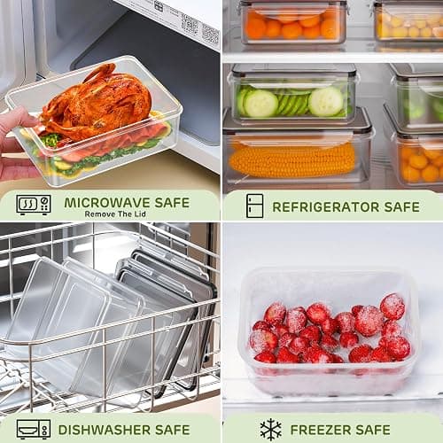 JSCARES 40 PCS Food Storage Containers with Lids Airtight (20 Lids &20 Containers) - Leakproof Meal-Prep Containers for Kitchen Storage Reusable Plastic Microwave/Dishwasher Safe with Labels & Pen thumbnail 6