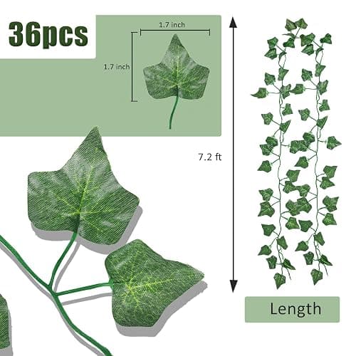 RECUTMS 258 FT Fake Vines Greenery Leaf Garland Ivy Vine Foliage Flowers Hanging for Wedding Party Garden Home Kitchen Office Aesthetic Wall Bedroom Living Room Patio Spring Summer Decor(36 Pack) thumbnail 3