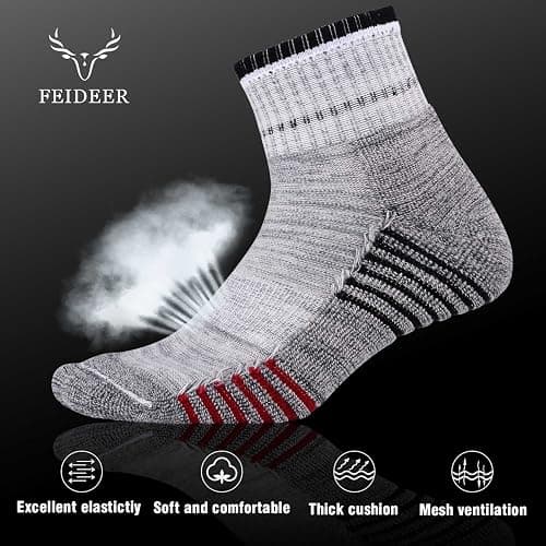 FEIDEER Men's Hiking Walking Socks, Multi-Pack Wicking Cushioned Outdoor Recreation Hiking Socks thumbnail 4