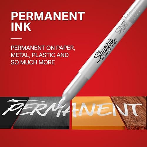 Sharpie Metallic Permanent Markers, Fine Point, Silver, 2 Count thumbnail 2
