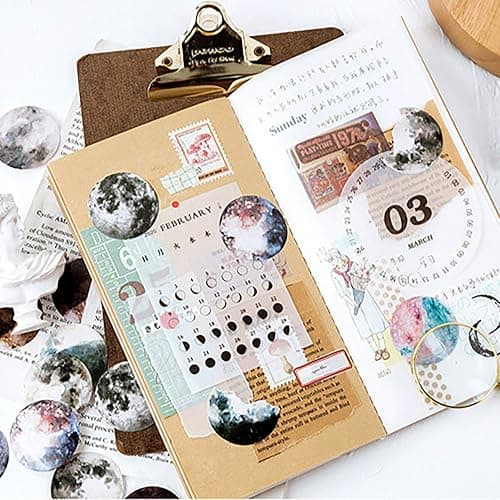 Doraking 46PCS Cute Boxed DIY Decoration Adhesive Paper Colorful Moon Theme Stickers for Laptop Planners Scrapbook Cups Diary Notebooks Album Phone Case (Colored Moon) thumbnail 5