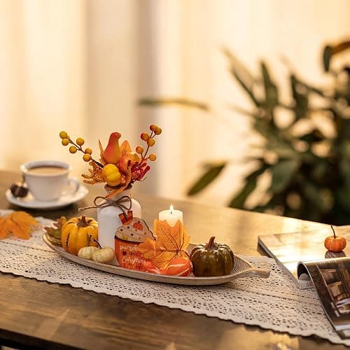 Hanobe Leaf Wooden Decorative Tray: Leaf Shaped Wood Key Tray Decor Plate Bowl for Crystal Candle thumbnail 3