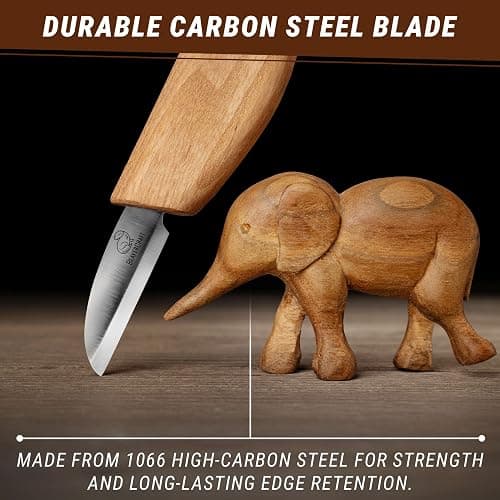 BeaverCraft Whittling Knife C2 6.5" - Wood Chip Carving Knife for General Purpose - Detail Whittling Knives Carbon Steel - Wood Carving Tools for Beginners thumbnail 5