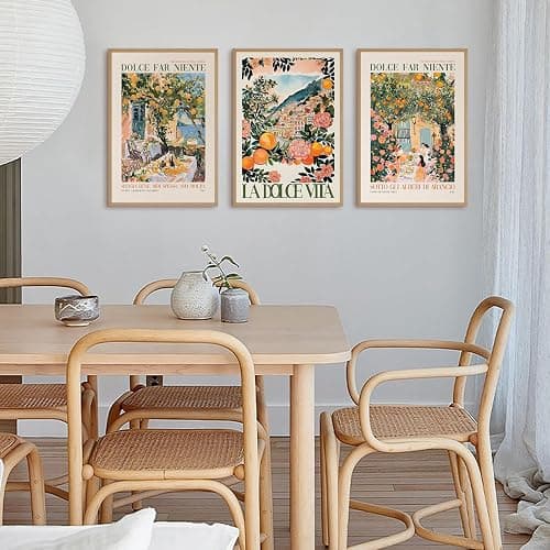 Italy Amalfi Coast Wall Art Italian Kitchen Canvas Wall Decor Vintage City Landscape Travel Poster Kitchen Artwork Italy Food Pictures Mediterranean Prints for Dining Room 12x16 Inch Unframed Set of 3 thumbnail 6