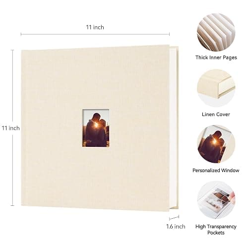 Mini Photo Album For 2x3 Pictures, Linen Hardcover Polaroid Photo Album With Writing Space, Polaroid Album Book For Fujifilm Instax Mini Instant Camera (Beige) thumbnail 3