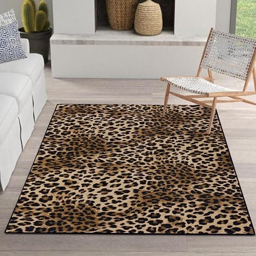 Aukib Leopard Rug 4x6 Cheetah Print Washable Non-Slip Rug Ultra Soft Low-Pile Indoor Carpet for Living Dining Playroom thumbnail 6