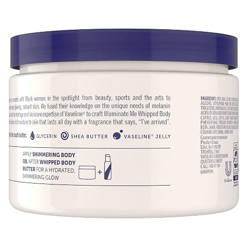 Vaseline Illuminate Me Shea Butter Whipped Body Butter for Melanin Rich Skin Provides 24 Hour Moisturization for Dry Skin 11 oz thumbnail 2