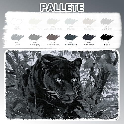 Guangna 12 Grey Dual Tip Acrylic Paint Markers, Brush Tip & Chisel Tip Acrylic Paint Pens for Rock, Wood, Glass, Paper, Coloring Book, Ceramic, Canvas, Water-Based Ink thumbnail 3