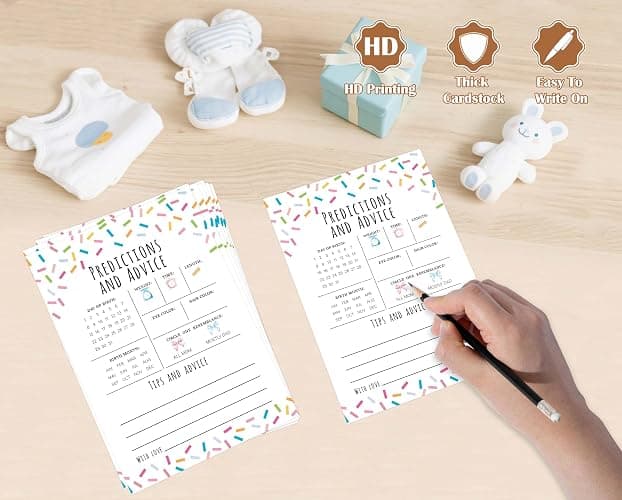 Sprinkle Predictions and Advice Game, Pack of 30 Game Cards, Sprinkle Baby Shower Game, Gender Reveal Party Decorations, Gender Neutral - KR44 thumbnail 2