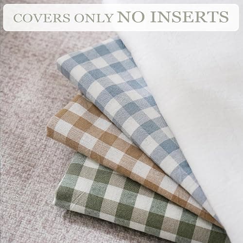 Qilunn 2 Pack Sage Green White Plaid Ruffle Pillow Shams Standard Size 20x26 inches, 100% Cotton Gingham Checkered Farmhouse Pillowcases for Bed/Sofa (20x26 inches, Sage Green/White Plaid) thumbnail 8