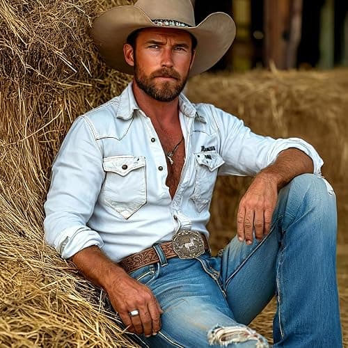SANSTHS Cowboy Western Belts for Men Women Western Cowboy Buckle Belt Country Cowgirl Mens Leather Belt for Jeans Gifts thumbnail 7