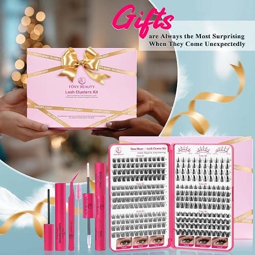 Vasa Muse Premium Lash Clusters Kit - 10-16mm Wispy Natural & Fairy Spiky WideSpan Individual Eyelash Clusters 0.05mm Ultra-thin Invisible band Eyelash Extension Kit with Bond Seal for Starter DIY thumbnail 8