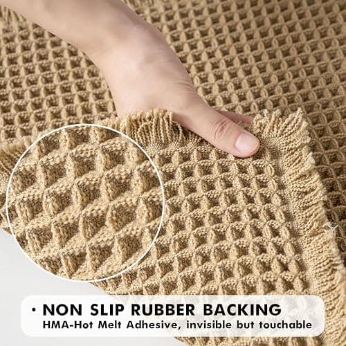 MIULEE Set of 2 Waffle Bathroom Rugs, Boho Bath Rugs Non Slip Washable, Super Absorbent Bath Mats, Ultra Soft Rubber Backed Shower Mats for Bathroom Floor, Tub and Shower, Brown, 18x30 Inch thumbnail 4