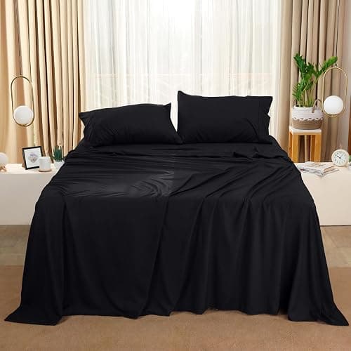 Utopia Bedding Queen Sheet Set – 4 Piece Bed Sheets for Queen Size Bed, Soft and Breathable Microfiber, Includes 1 Fitted Sheet, 1 Flat Sheet and 2 Pillowcases (Black) thumbnail 7