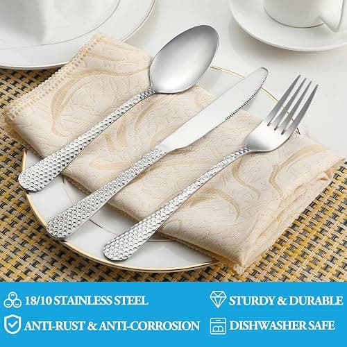 30 Pcs Gold Silverware Set Service for 6, Premium Stainless Steel Flatware Set, Cutlery Utensil Set, Durable Home Kitchen Eating Tableware Set, Include Fork Knife Spoon Set, Dishwasher Safe - Gold - 30 Piece thumbnail 4