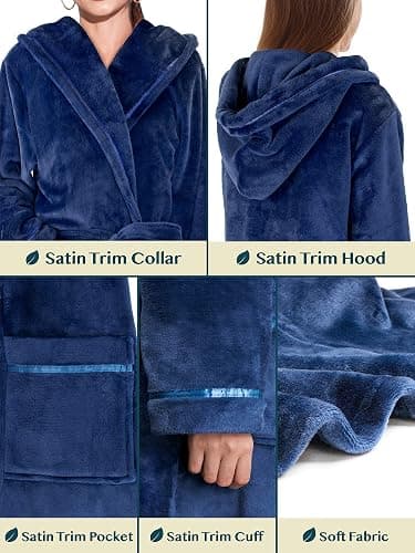 PAVILIA Robes For Women, Fleece Soft Fluffy Bathrobe, Plush Cozy Long Spa Robe thumbnail 4