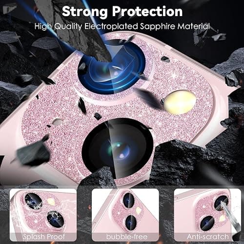 CloudValley for iPhone 15/ iPhone 15 Plus Camera Lens Protector, HD Tempered Metal Matte Glass Anti-Scratch, Case Friendly Full Screen Cover Film Accessories, GlitterPink thumbnail 5