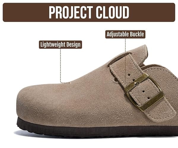 Project Cloud 100% Genuine Leather Slip-ons Footbed Clogs for Women Sandals | Memory Foam Arch Support Slippers for Women; Trendy Slip-ons Women's Mules & Clogs Sandals; Non-Slip Outsole for comfort. thumbnail 3