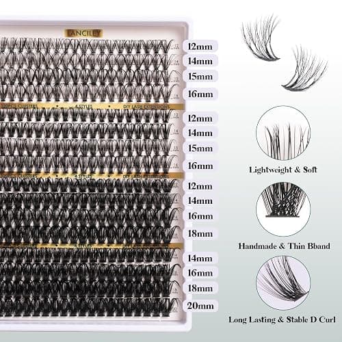 Lash Clusters 320PCS 12-20MM 30D+40D+80D+100D DIY Eyelash Extensions Kit Natural Individual Lashes Thick Volume Eyelash Clusters D Curly Lash Extension kit with Bond + Seal + Remover + Tweezers-4 thumbnail 3