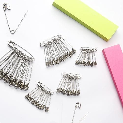 250 Pack Safety Pins by Luxurecourt, 4 Assorted Sizes of Durable, Silver Small and Large Safety Pins Bulk, Rust-Resistant Nickel Plated Steel, Sharp Edge Pins for Clothes, Sewing, Arts & Craft thumbnail 8