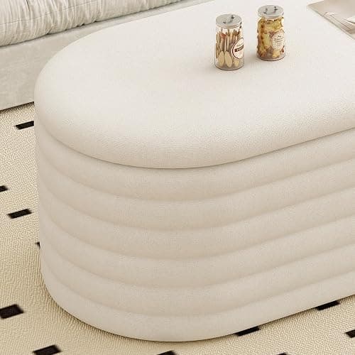 FAVSH 40 inch Upholstered Storage Ottoman Bench,Ready to go,Beige | Chenille Fabric Storage Ottoman, End of Bed Stool,Large Bench Hidden Storage,No Assembly,for Living Room, Bedroom, Apartment thumbnail 7
