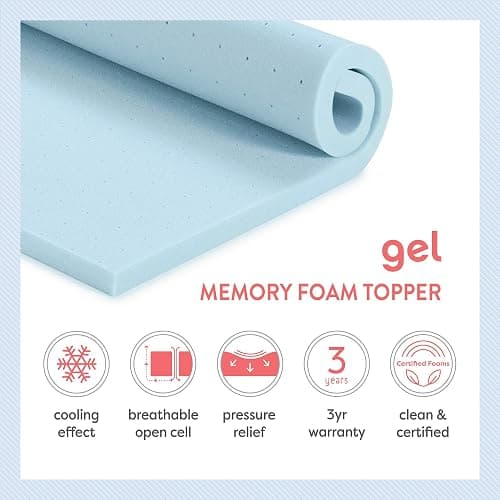 Best Price Mattress 2-inch Ventilated Gel Memory Foam Topper - Twin, Blue thumbnail 9