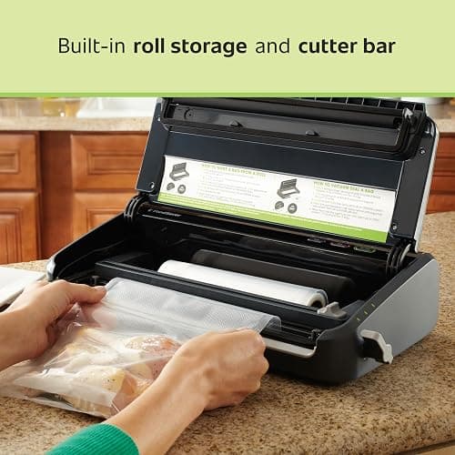 FoodSaver Vacuum Sealer Machine, Automatic Bag Detection, Sous Vide Friendly, with sealer bags, roll, handheld vacuum sealer, black thumbnail 5