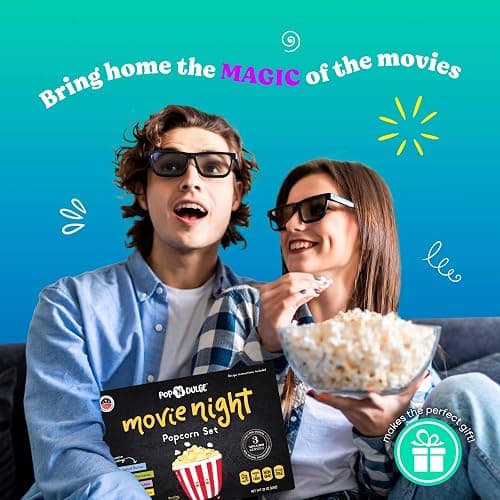 Pop n' Dulge Popcorn Movie Night Supplies 16 pcs Gift Set, 5 Gourmet Popcorn Kernels, 5 Seasoning Variety Packs Non-GMO Kosher Snacks, Great Housewarming Family Date Night Gifts Basket Ideas For Him Her thumbnail 8