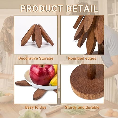 Yuoyar Trivets, Wooden Tree-Shaped Sapeli Wood Drink Trivets Set for Coffee Table, Kitchen Table Decor thumbnail 7