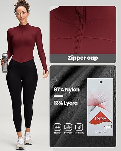 colorskin Women BBL Jacket Full Zip UP Workout Athletic Cropped Jacket wIth Thumb Holes Running Yoga Sportswear thumbnail 5