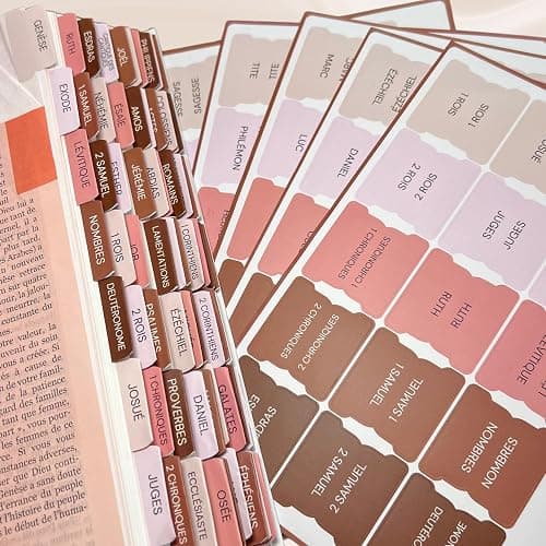 Générique Onglets bibliques en français – 75 intercalaires adhésifs pour Livres de la Bible – Stickers Index Bible – Accessoire chrétien – Lecture & étude biblique simplifiée - Image 1