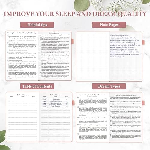 JUBTIC Dream Journal – Hardcover Dream Notebook, Guided Dream Diary to Record and Track Your Dreams, Interpretations and Thoughts before Sleeping. Ideal Gift for Women, Girls, Men(Pink) thumbnail 5