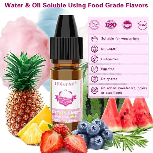 Food Flavoring Oil - Concentrated Candy Flavors, 6 Liquid Lip Gloss Flavoring Oil, Cotton Candy Pineapple Flavor Oil for Baking, Cooking, Drinks, Water & Oil Soluble - 0.25 Fl Oz thumbnail 4