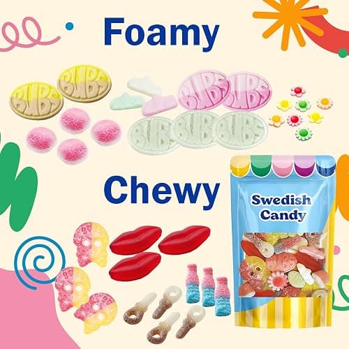 BUBS Swedish Candy – Sour & Sweet Pick and Mix – Assorted Scandinavian Gummy Candy, Soft and Chewy Texture, Bulk Bag – Made in Sweden thumbnail 6