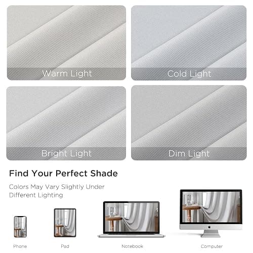 CUCRAF Grayish White Blackout Curtains 84 inch Length 2 Panels Set, Rod Pocket Room Darkening Drapes for Bedroom Living Room, Insulated Thermal Light Blocking Window Curtain (W52 x L84 Inch) thumbnail 5
