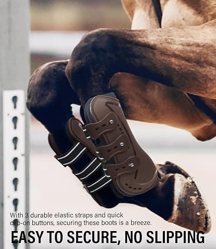 HackFond Horse Tendon Boots, Fetlock Boots & Open Front Boots for Jumping, Set of 4, Horse Protection Leg Guard thumbnail 4