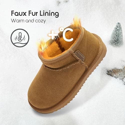 Balabala Boys & Girls Classic Snow Boots, Warm, Suede, Water-Resistant | Water Resistant, Girls, Boys, Kids, Snow Boots, Winter Boots, Classic, Suede, Warm, Hiking Boots, Insulated, Non-Slip Sole thumbnail 6