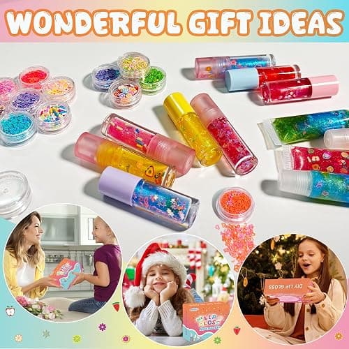 BRIPATI DIY Lip Gloss Making Kit - All-in-One to Make Your Own Lip Care Gloss Set with Clear Base, Pigments, Glitter, Tubes, Fun Creative Gift for Women Girls Makeup Lovers in Christmas Birthdays thumbnail 4
