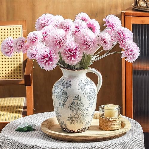Enra Vintage vase with Handle,Blue and White Ceramic Decorative Flower vase, Chinoiserie Floral Vase,Large Rustic Vases for Home Decors, Living Room, Bookshelf, Office，9.7 inch thumbnail 5