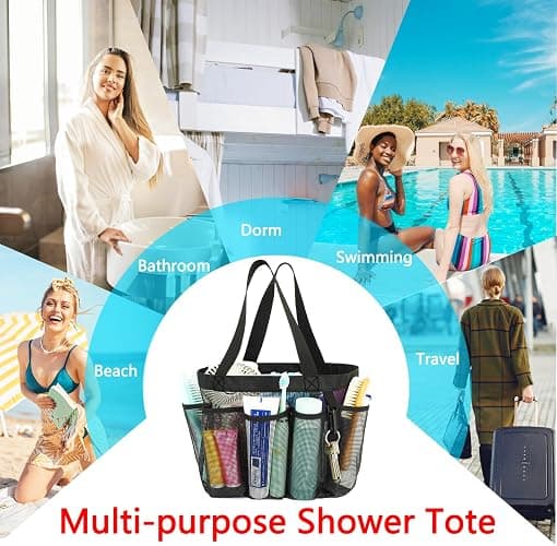 Fammart Mesh Shower Caddy Portable for College Dorm Room Essentials, 8-Pocket Large Shower Basket Tote Bag with 2 Handles for Toiletry, Bathroom, Beach, Camp, Gym thumbnail 8