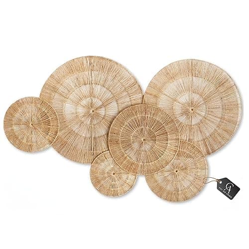 CHI AN HOME Wicker Jute Wall Decor Baskets (Set of 6)