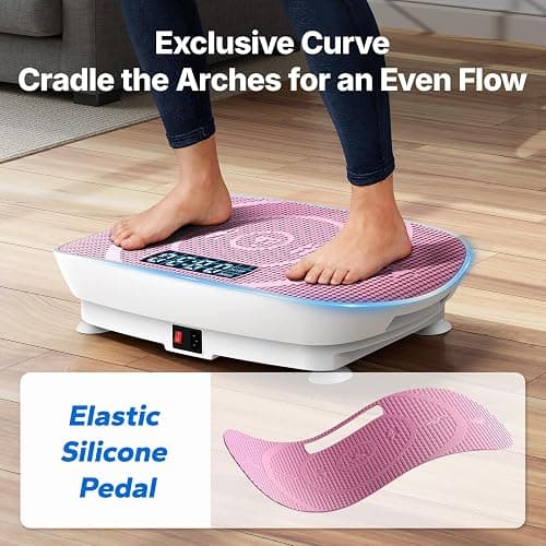 MERACH Vibration Plate Exercise Machine, Curved Vibration Plate for Lymphatic Drainage Weight Loss, Vibrating Plate with Real-Time Calorie Tracking on LED Display, Workout Equipment for Home Women Men thumbnail 2
