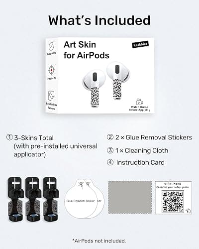 RockMax for AirPods 3rd Generation Skin，Universal Decal Sticker for AirPods Pro/Pro 2/Pro 3, Gen 3 Compatible with Clear AirPod Case, Durable Tattoo Wrap, Easy to Identify thumbnail 8