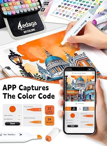 168 Colors Alcohol Markers with Free APP Dual Tip Art Coloring Markers Set | Kickstand Case | Chisel and Fine Tip | Alcohol-Based | Drawing Markers for Adults Artists | Illustration Sketching Painting thumbnail 3