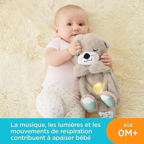 Fisher-Price Ma Loutre Câlins Bonne Nuit, Peluche pour bébé | Machine sonore portable, mouvement de respiration, jusqu'à 30 min de musique et lumières, nouveau-nés 0+ mois, FXC66 thumbnail 2