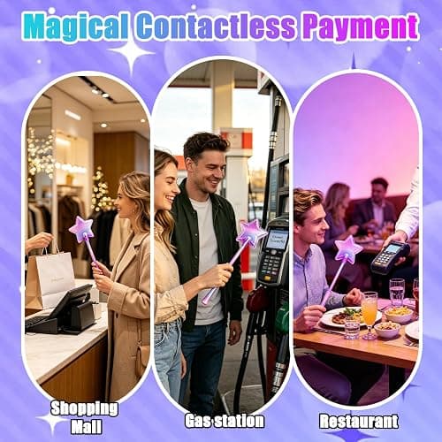 OISHE Credit Card Wand Tap to Pay Wand Magic Wand Credit Card Holder | 3D Printed Contactless Payment Card Holder, Easy NFC Checkout, For Debit & Credit Cards, Tap to Pay Accessory-Blue & Purple thumbnail 3