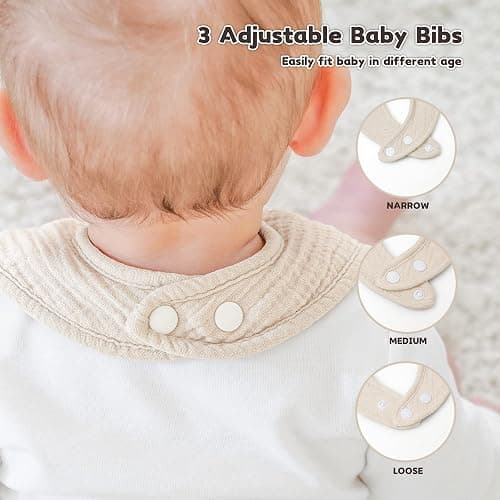 Susurration Muslin Baby Drool Bibs 10Pack Soft Square Adjustable Bandana Bibs for Unisex Baby Girls & Boys thumbnail 5