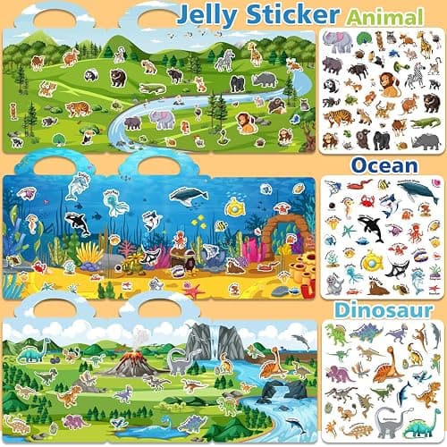 CREATIVETREES 6 Sets Reusable Sticker Book for Toddlers 3-6, Jelly Sticker Books for Toddler, Travel Sticker Activity Toys for Kids 3 4 5 6 Years Old Girls & Boys thumbnail 5