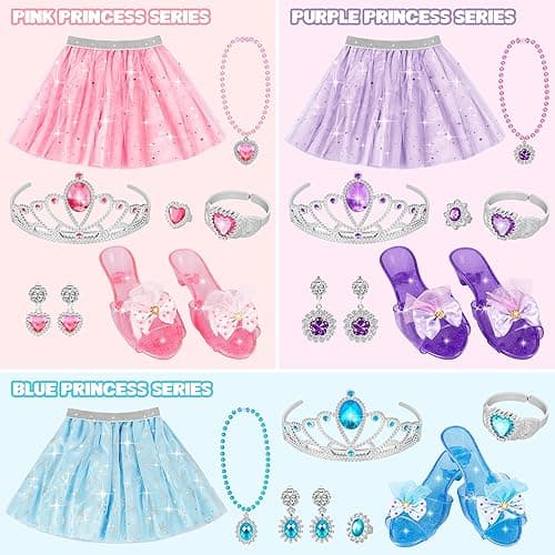 LJZJ Princess Dress Up Toys & Jewelry Boutique,Girl Role Play Gifts,Kids Toys for 3-6 Years Girl Toddler ​B-Day Party Favors - Blue thumbnail 5